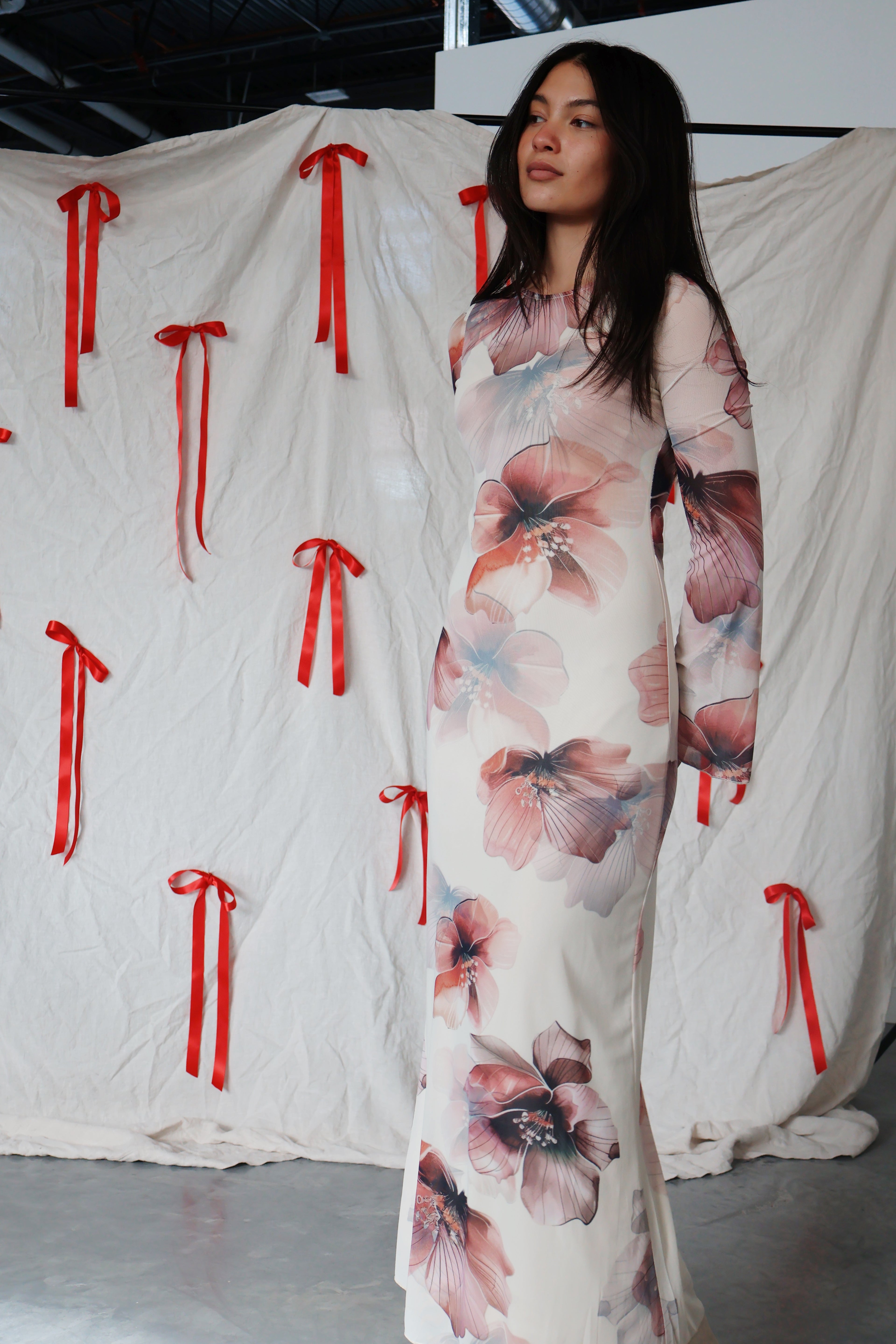 FINAL SALE - Ariana Mesh Maxi in Ivory