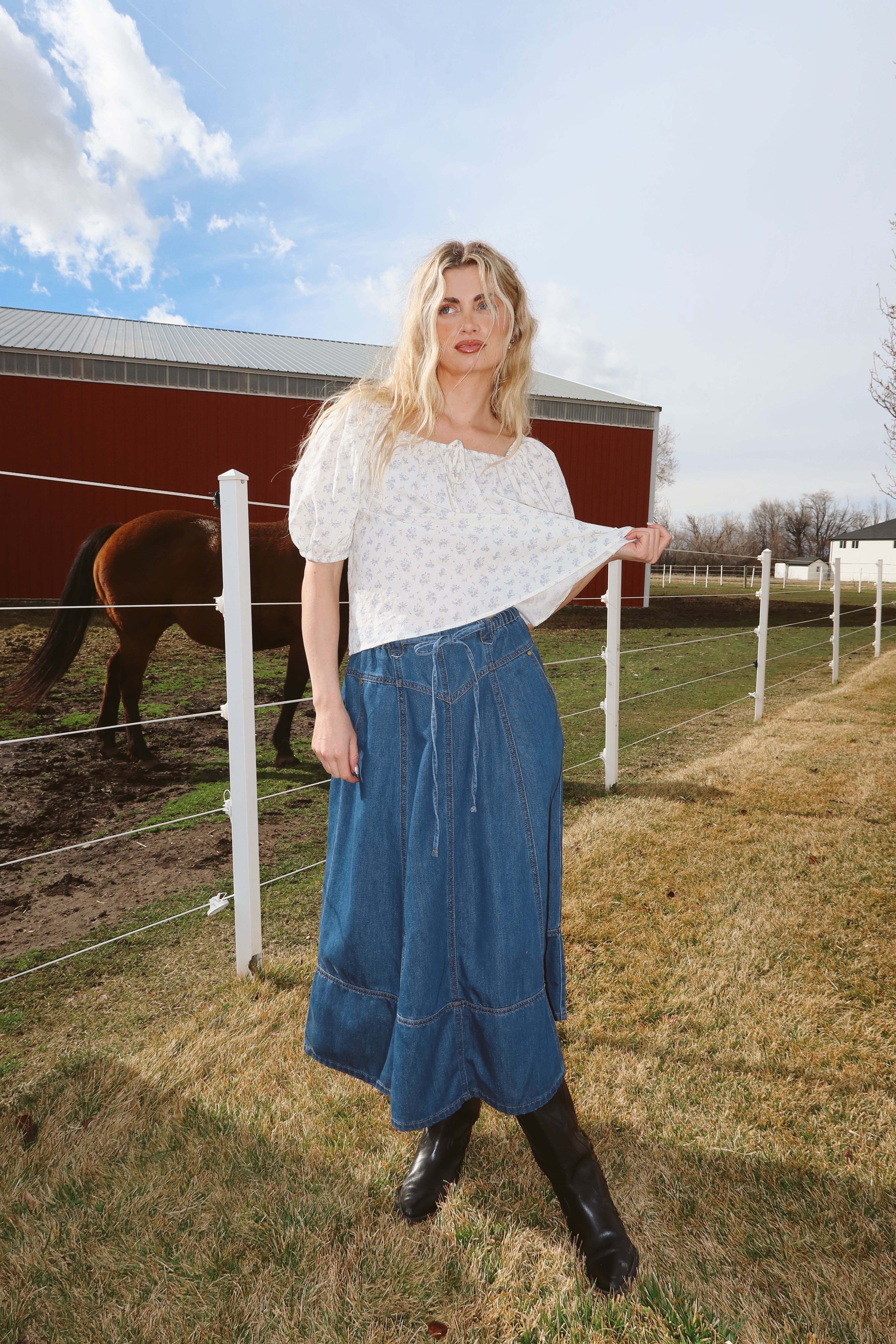 Tulsa Denim Skirt in Medium Wash Main image