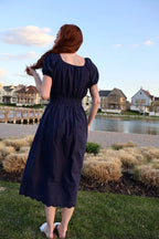 Nellie Embroidered Midi in Navy