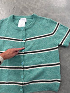 FINAL SALE - FLAWED Avery Stripe Cardigan in Green - Medium