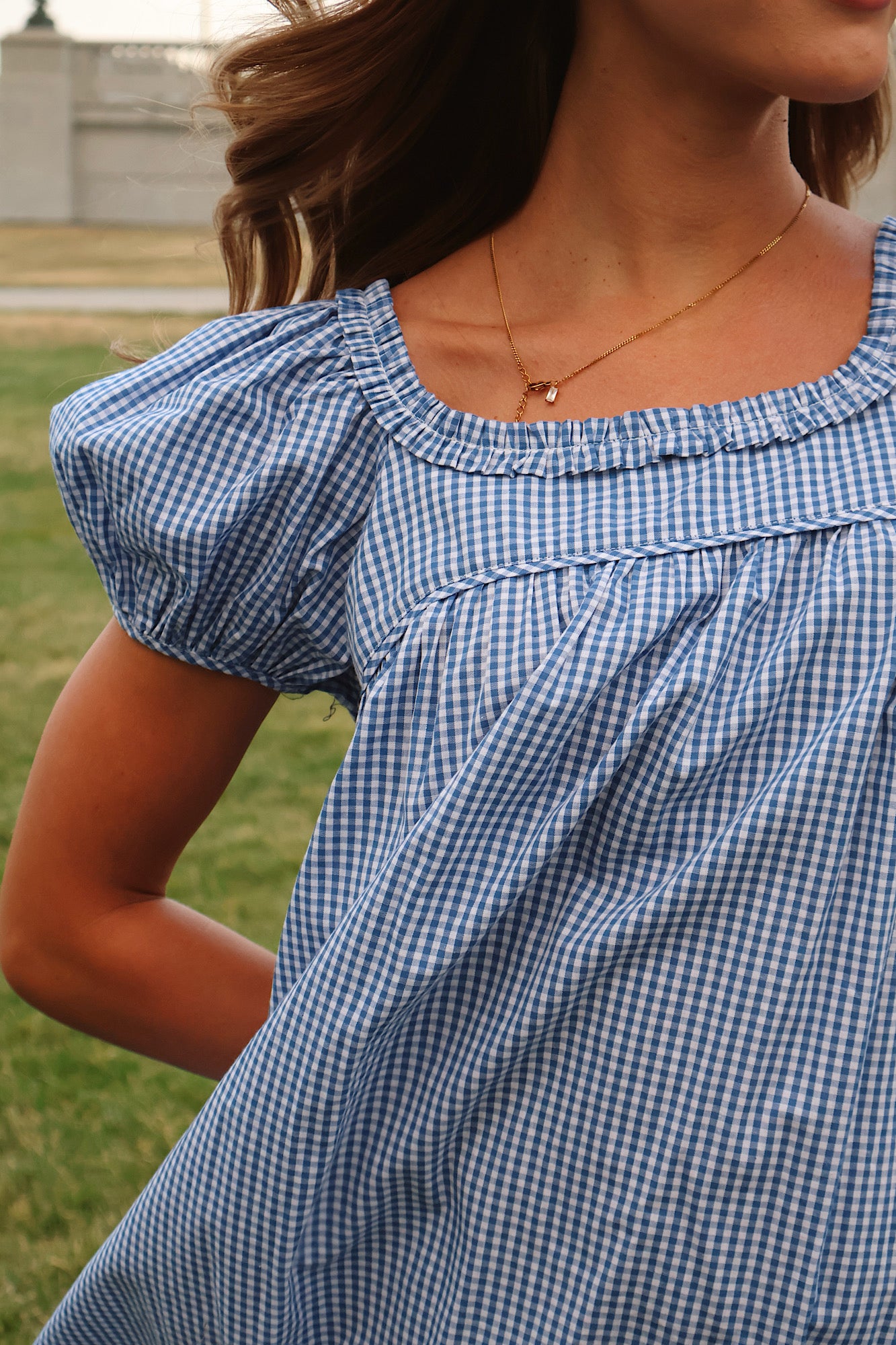 Teddy Gingham Ruffle Dress