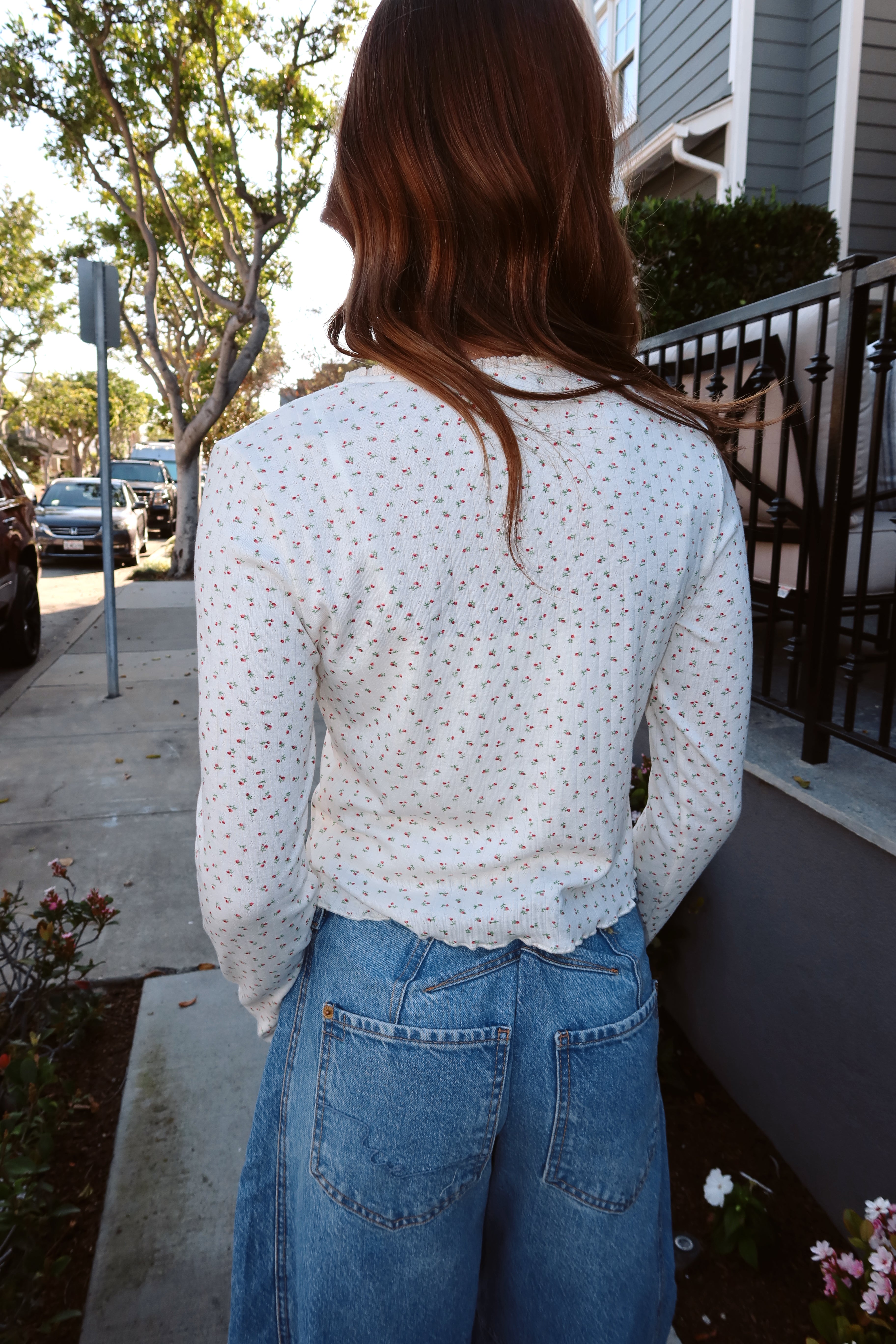 Allie Pointelle Knit Top in Cream Secondary image