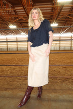 FINAL SALE - Zella Suede A-Line Skirt in Natural