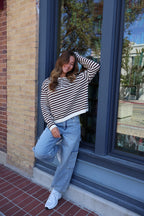 Knit Stripe Polo in Chocolate