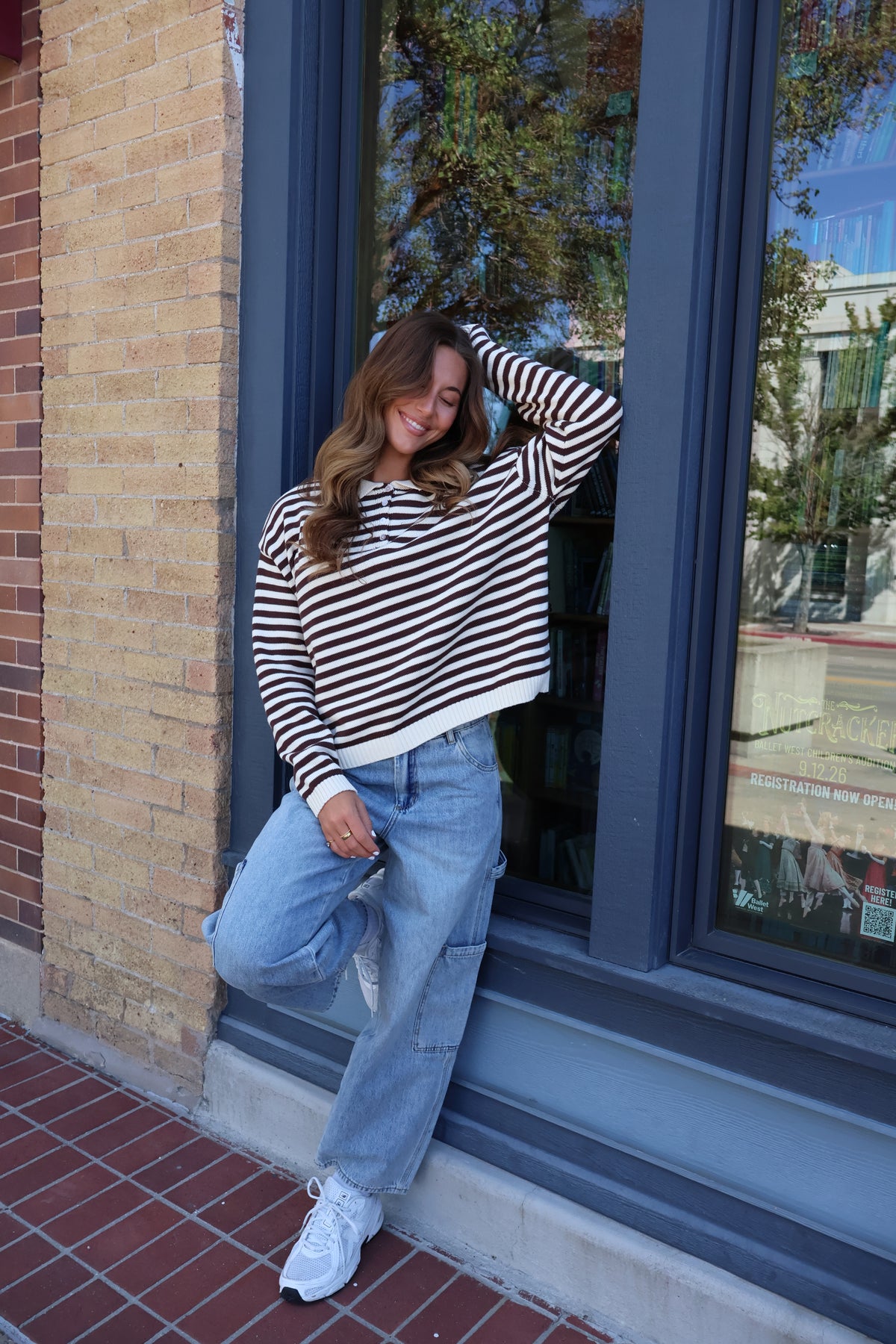 Knit Stripe Polo in Chocolate