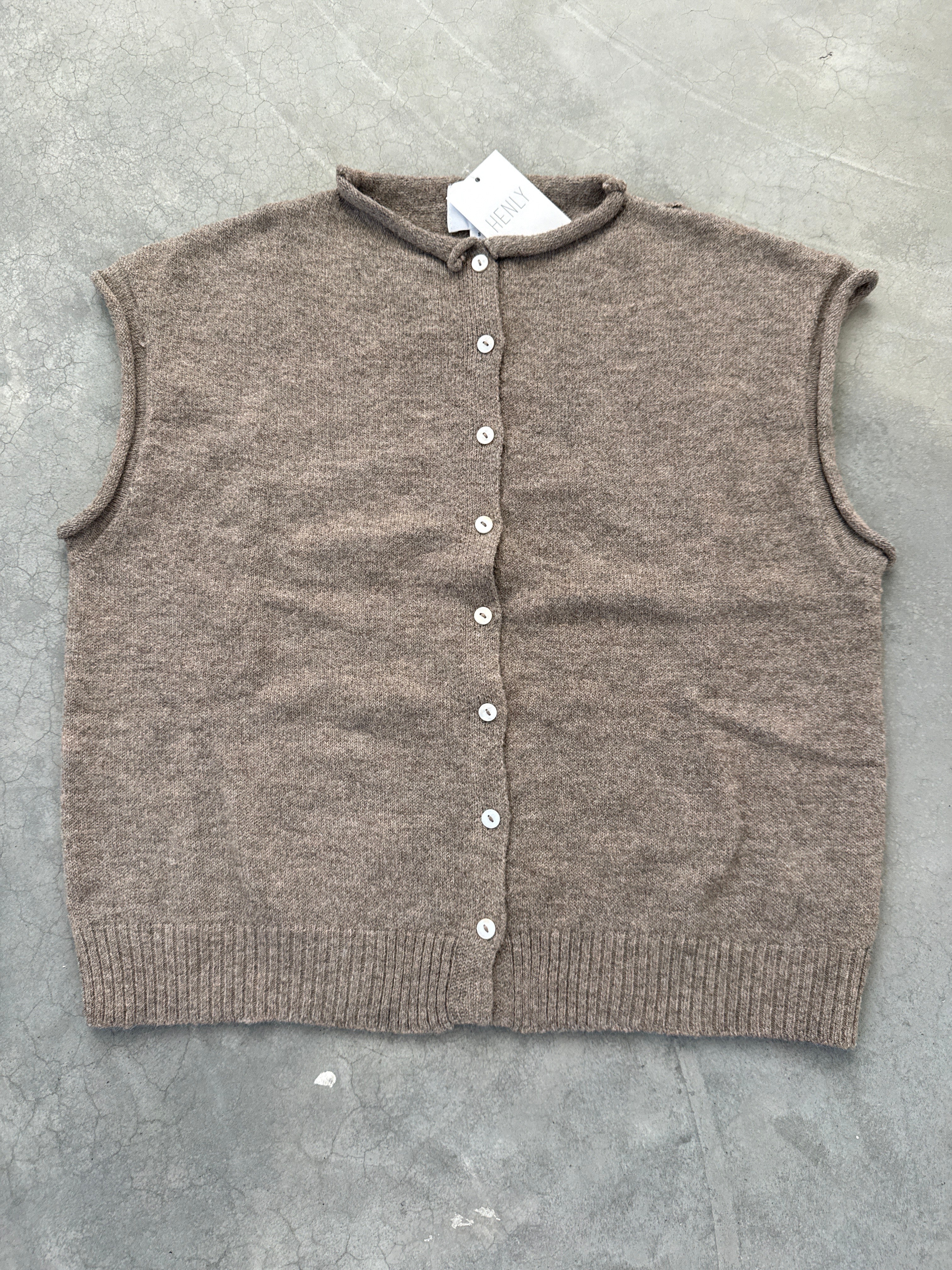 FINAL SALE - FLAWED Piper Short Sleeve Striped Cardigan in Mocha - Small