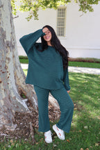 Porter Pinstripe Fleece Pullover in Green