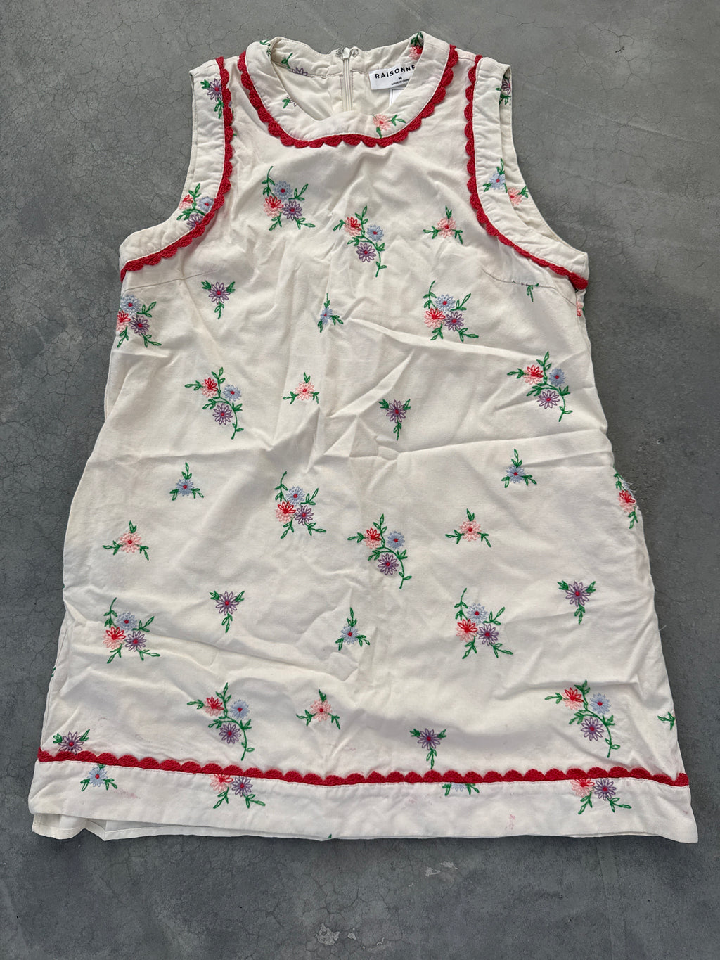 FINAL SALE - FLAWED Poppy Floral Embroidered Dress - Medium