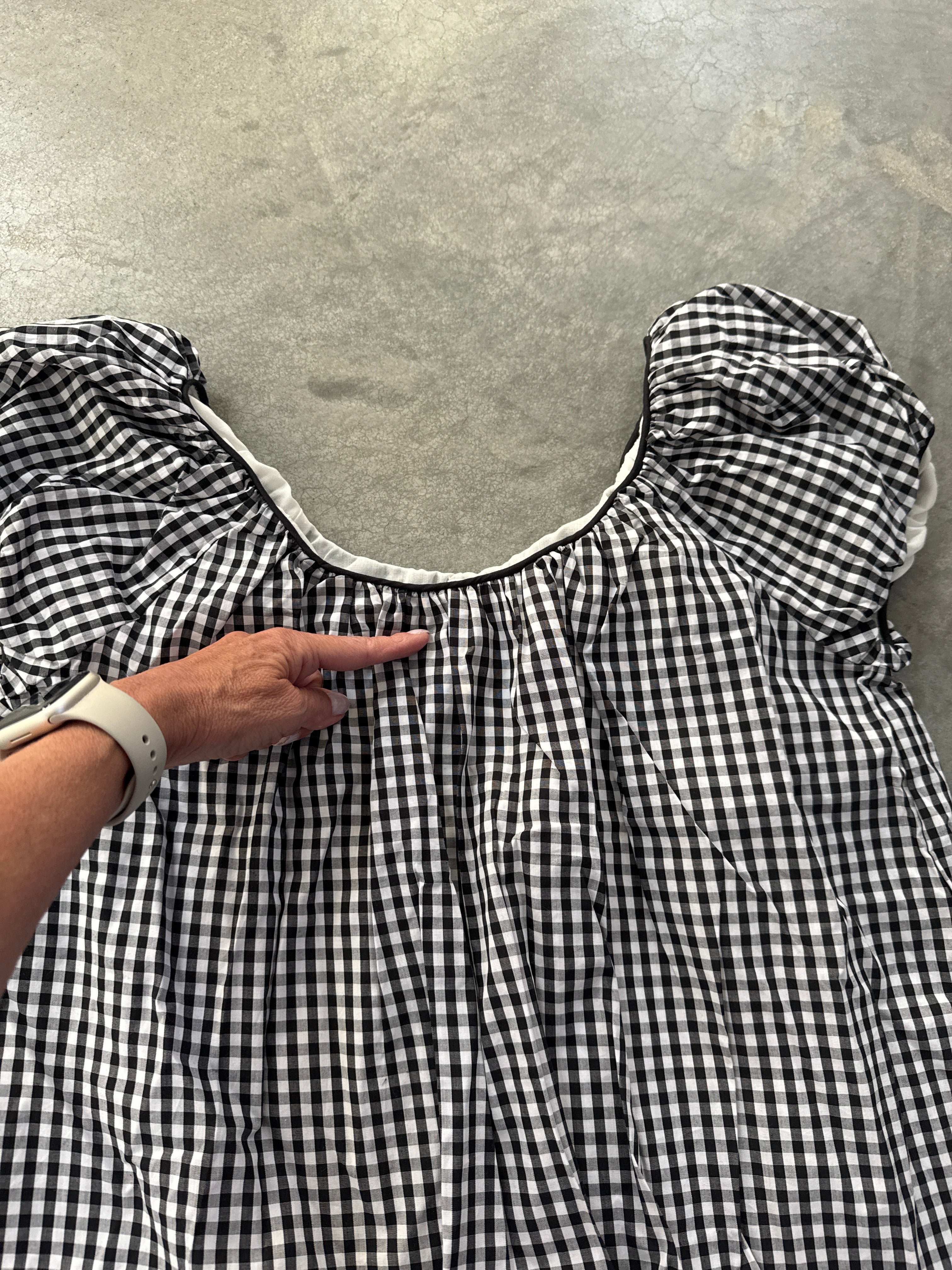 FINAL SALE - FLAWED Aspyn Gingham Blouse in Black - Small