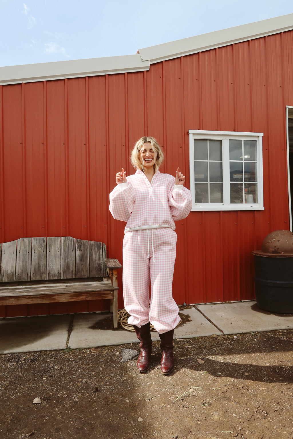 Dolly Gingham Pullover in Pink