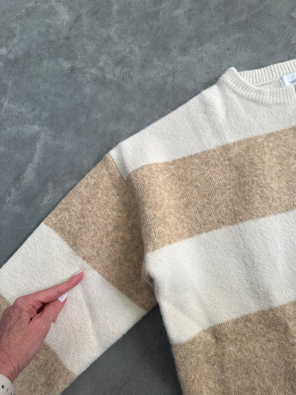 FINAL SALE - FLAWED Jace Stripe Cardigan in Cream - Small