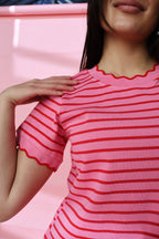 Sweetheart Stripe Tee in Pink