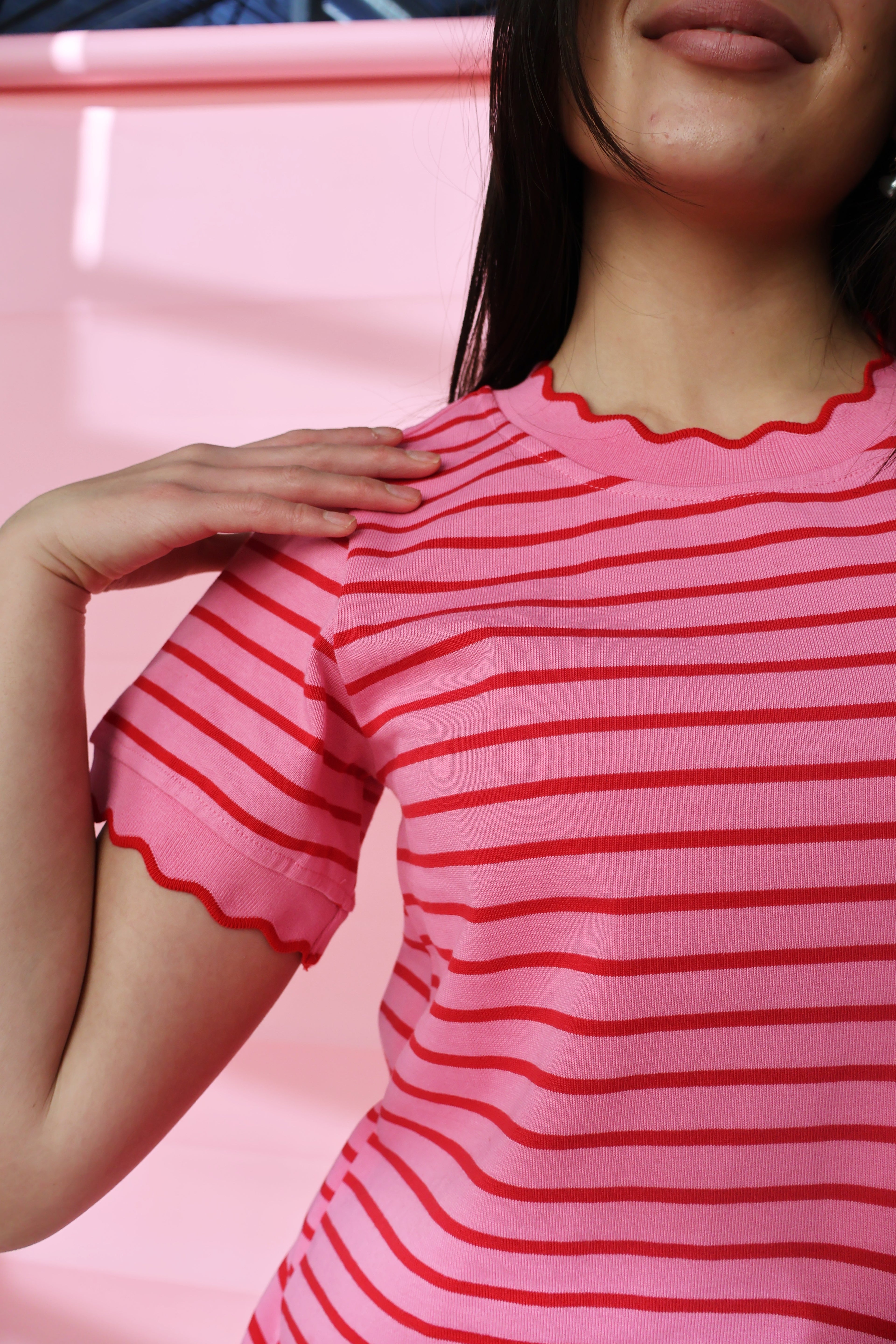 Sweetheart Stripe Tee in Pink