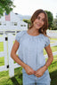 Delaney Gingham Blouse in Dusty Blue