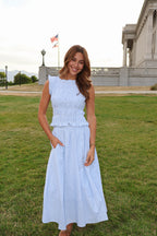 Sandie Pinstripe Skirt in Blue