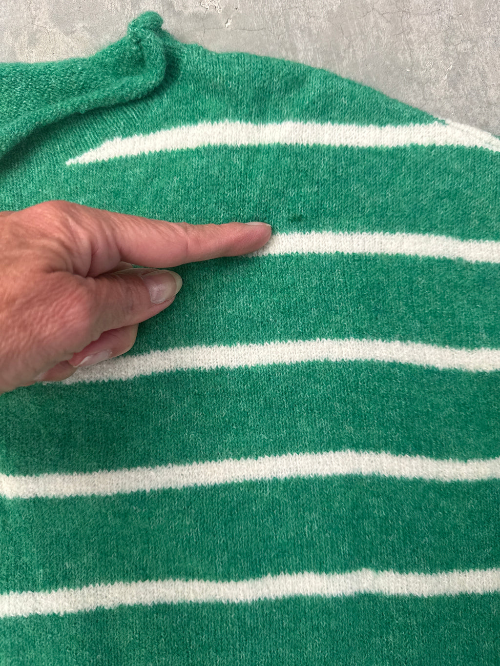 FINAL SALE - FLAWED Piper Cardigan in Green Stripes - Small