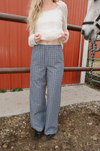 Waco Seersucker Checkered Pants in Navy