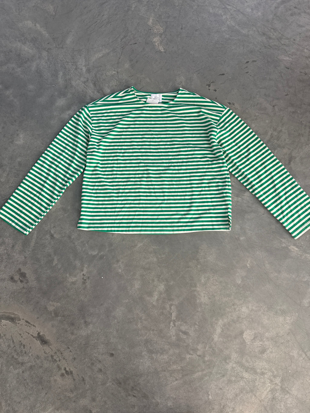 FINAL SALE - FLAWED Lauren Stripe Top in Green - M/L