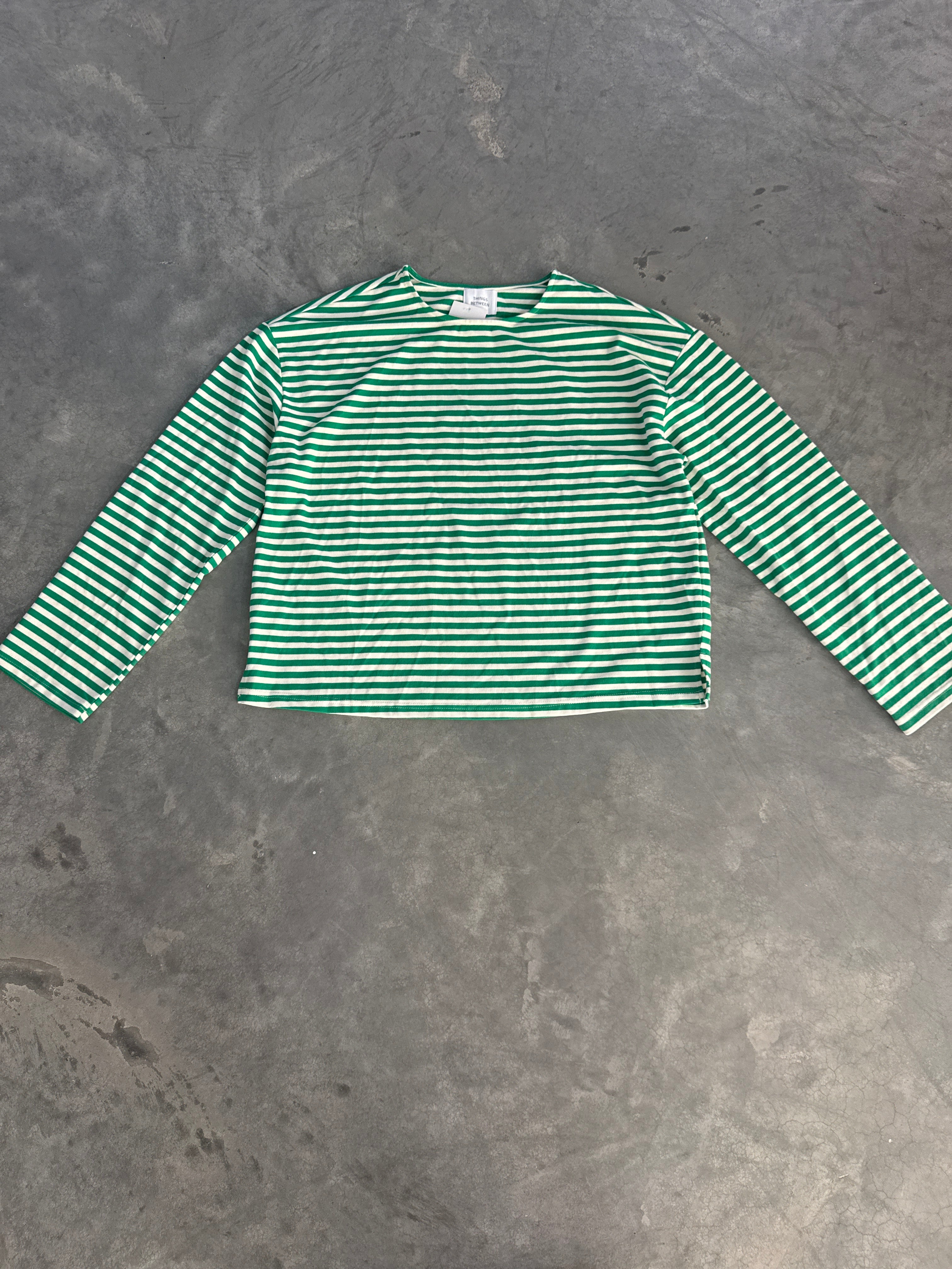 FINAL SALE - FLAWED Lauren Stripe Top in Green - M/L
