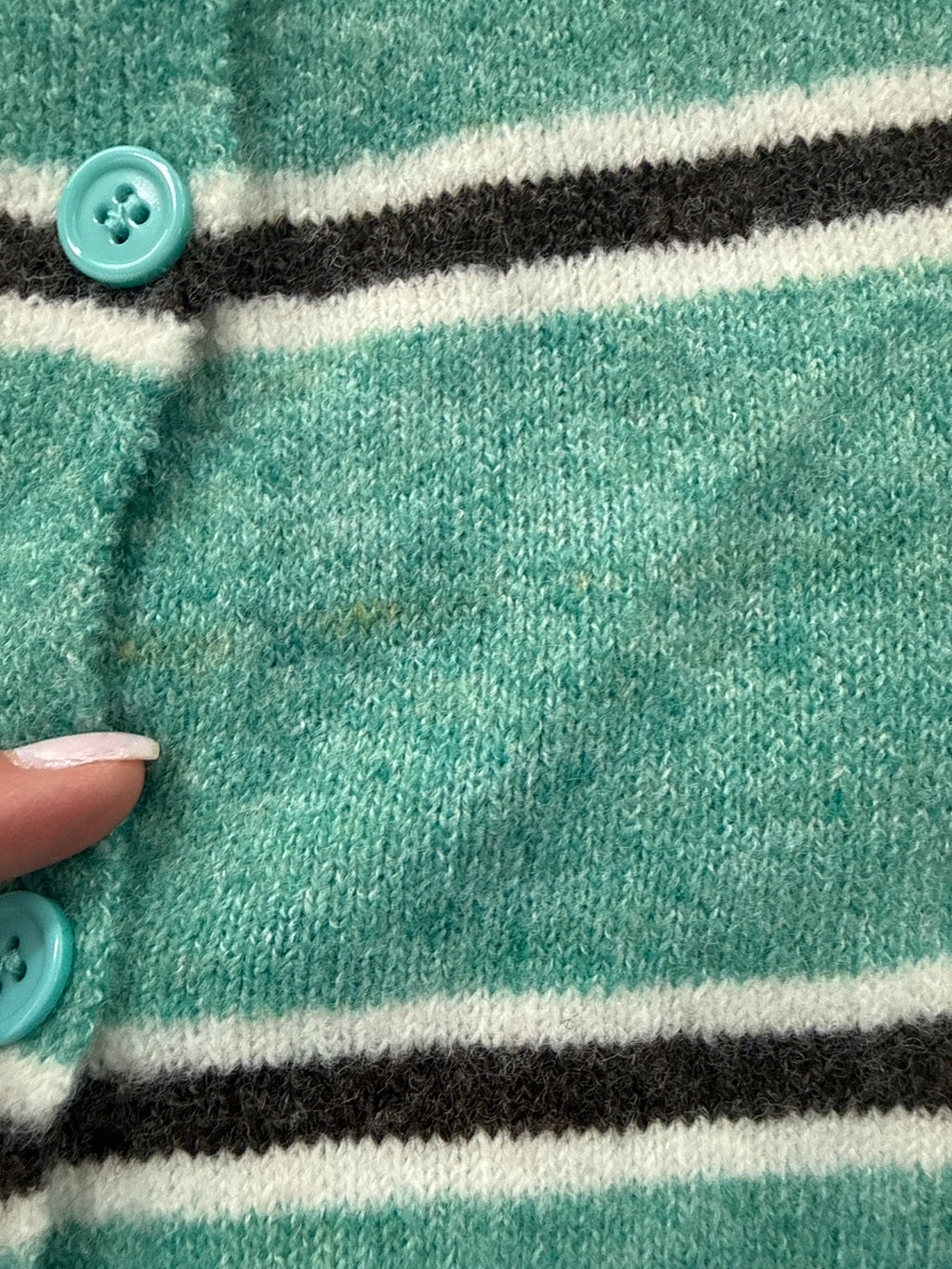 FINAL SALE - FLAWED Avery Stripe Cardigan in Green - Medium