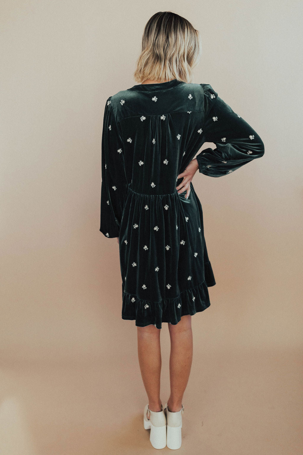 FINAL SALE - Jewel Velvet Dress in Teal
