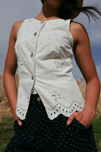 Greta Denim Eyelet Vest