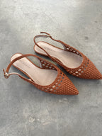 FINAL SALE - FLAWED Yosi Samra leather Woven Flats - 8