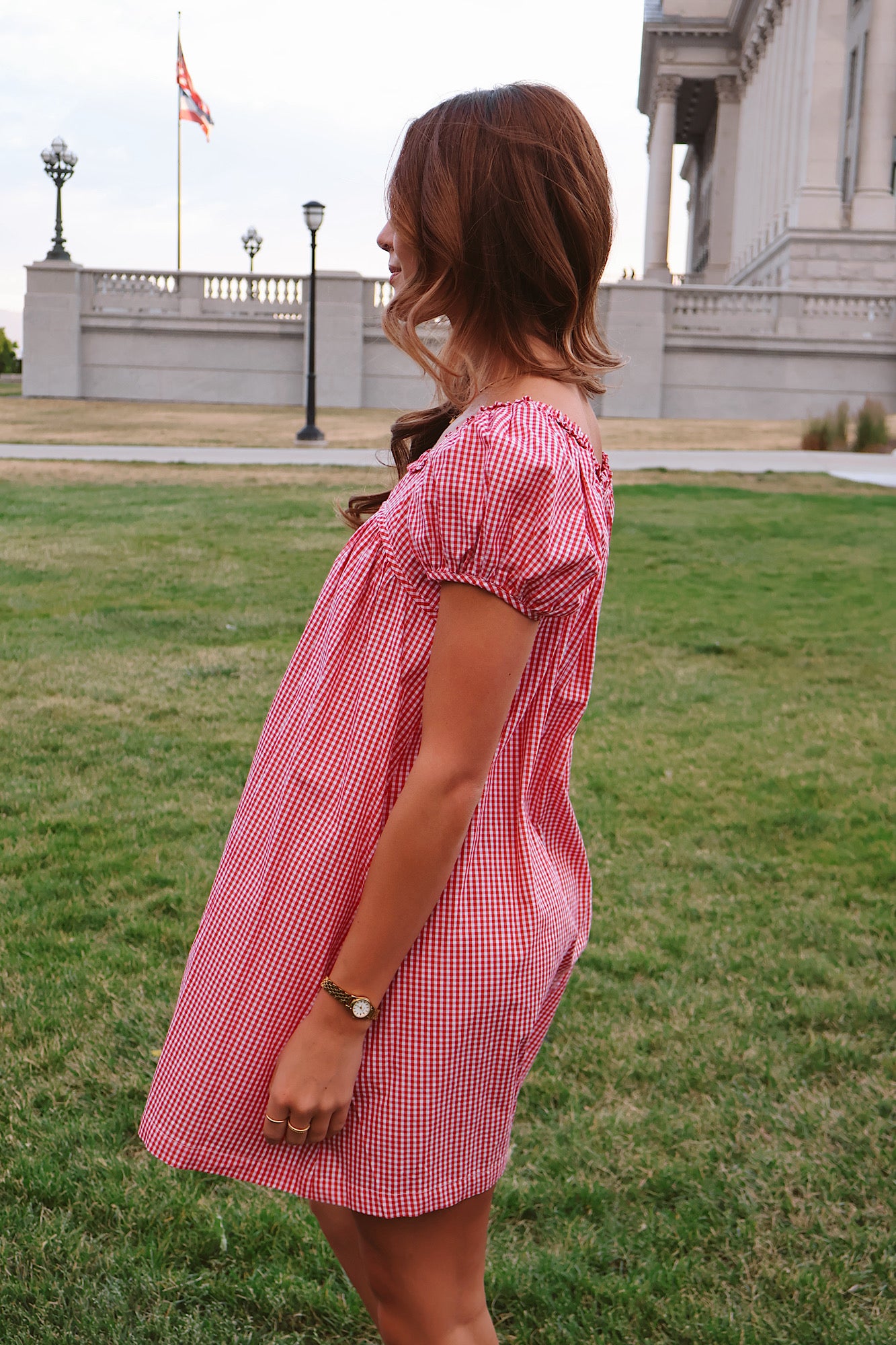 Teddy Gingham Ruffle Dress