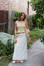 Dot Darling Skirt in Ivory/Brown