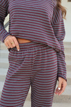 Carson Stripe Pants in Wine