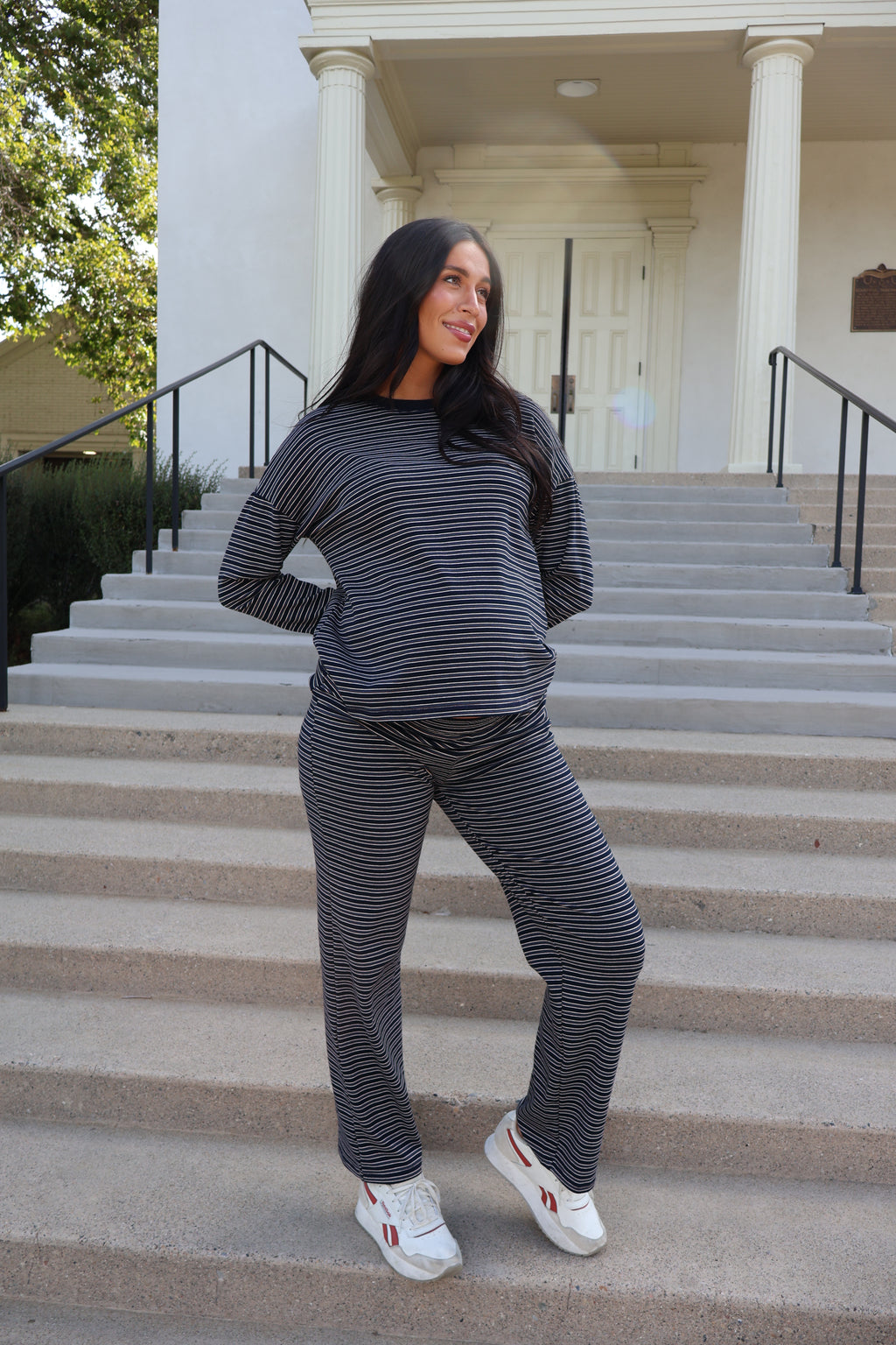 Carson Stripe Long Sleeve in Navy