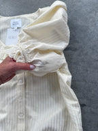 FINAL SALE - FLAWED Lanie Stripe Blouse in Cream - Small