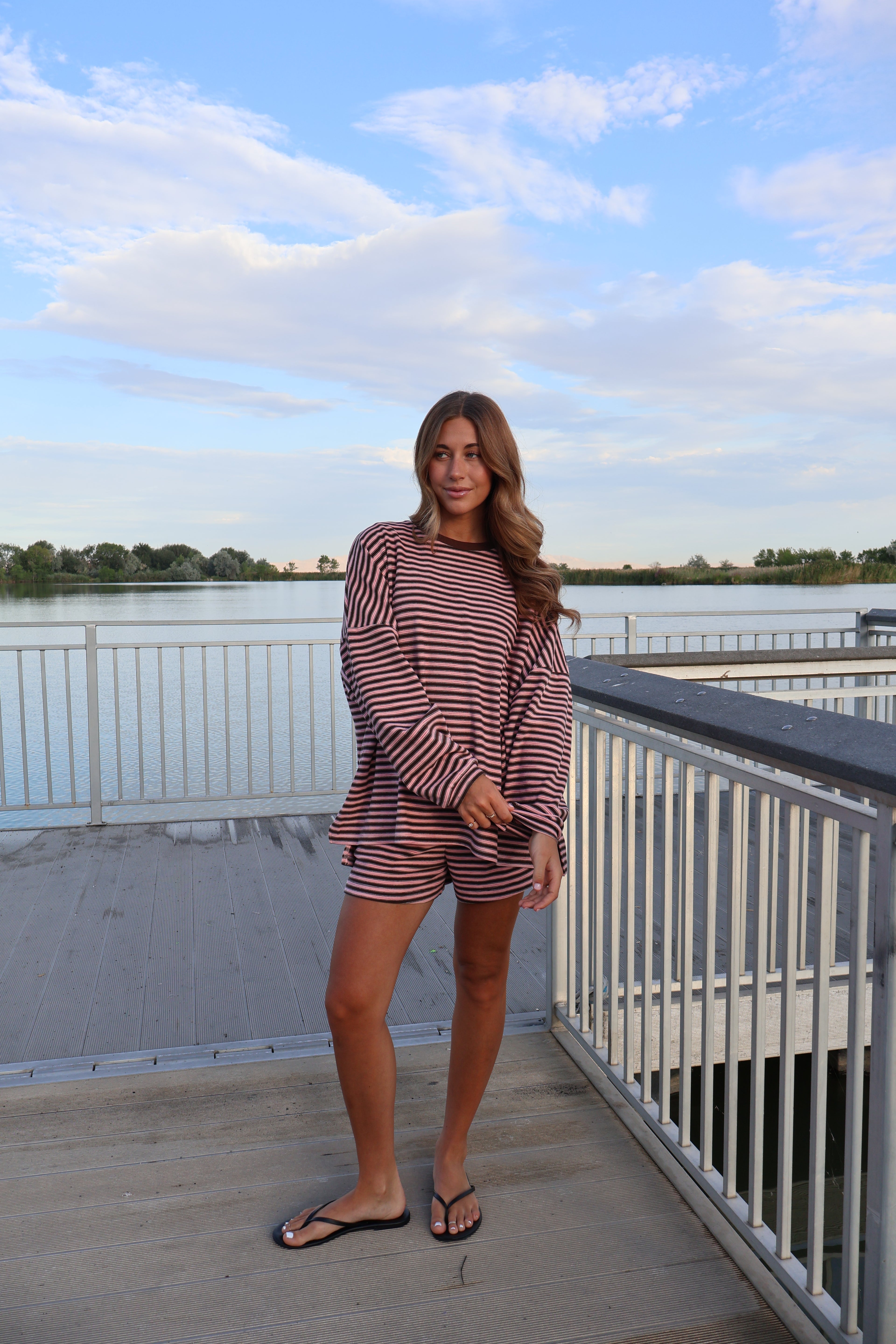 Cameron Stripe Fleece Shorts