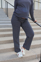 Carson Stripe Pants in Navy