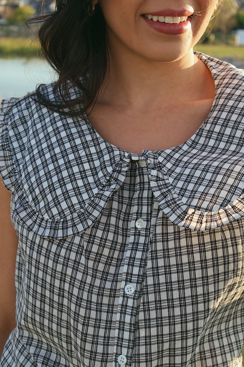 Eloise Plaid Tank with Collar