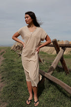 Shae Ribbed T-Shirt Dress in Camel