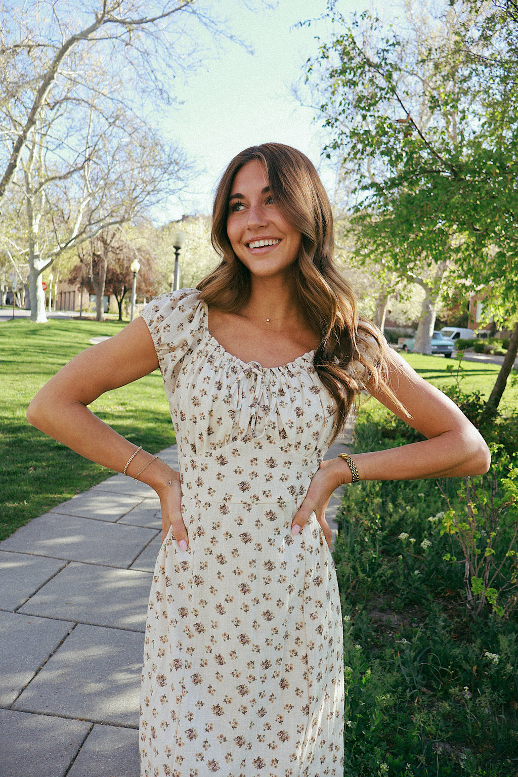 Sweet Dreams Floral Dress in Oatmeal
