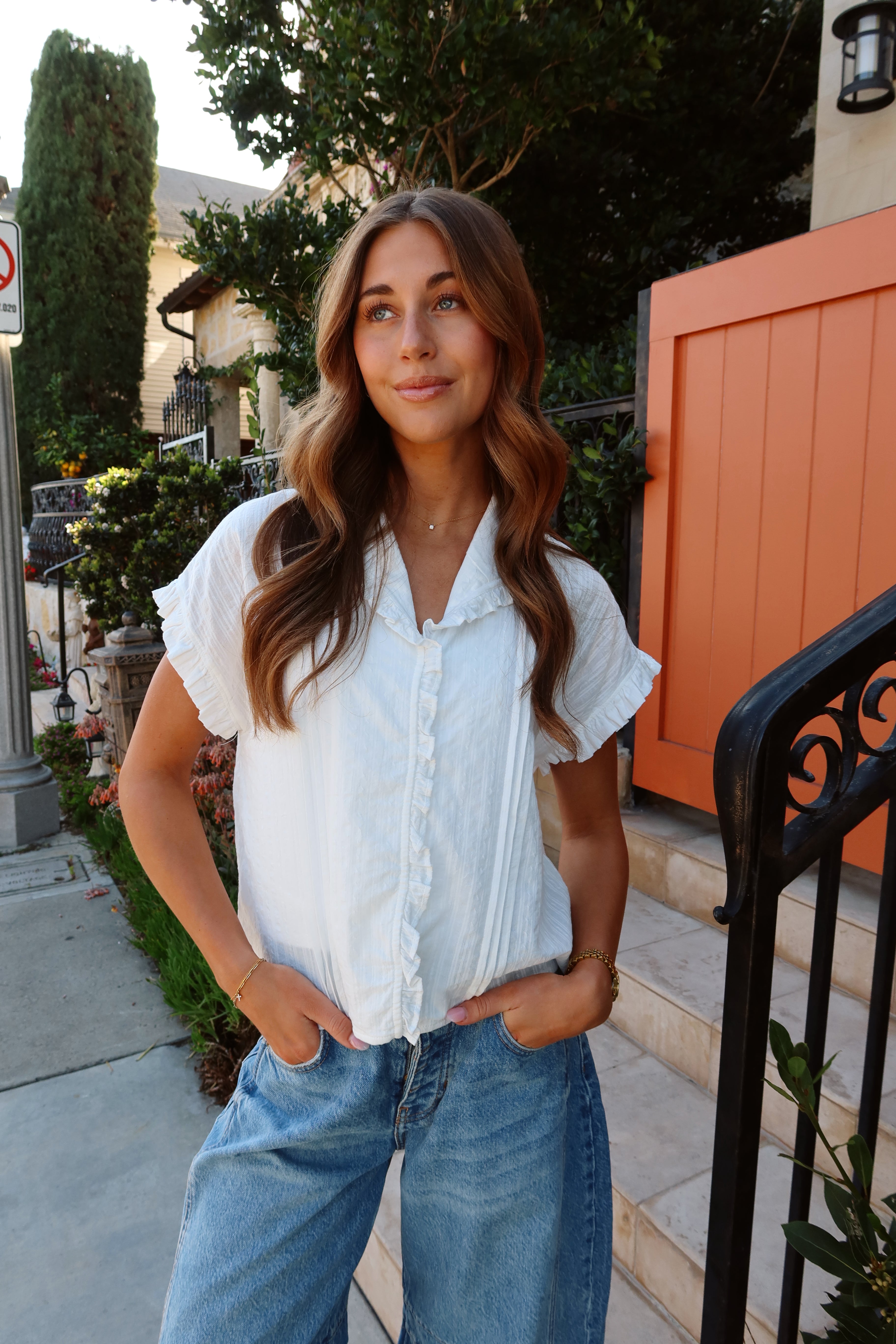 Hattie Cotton Ruffle Blouse
