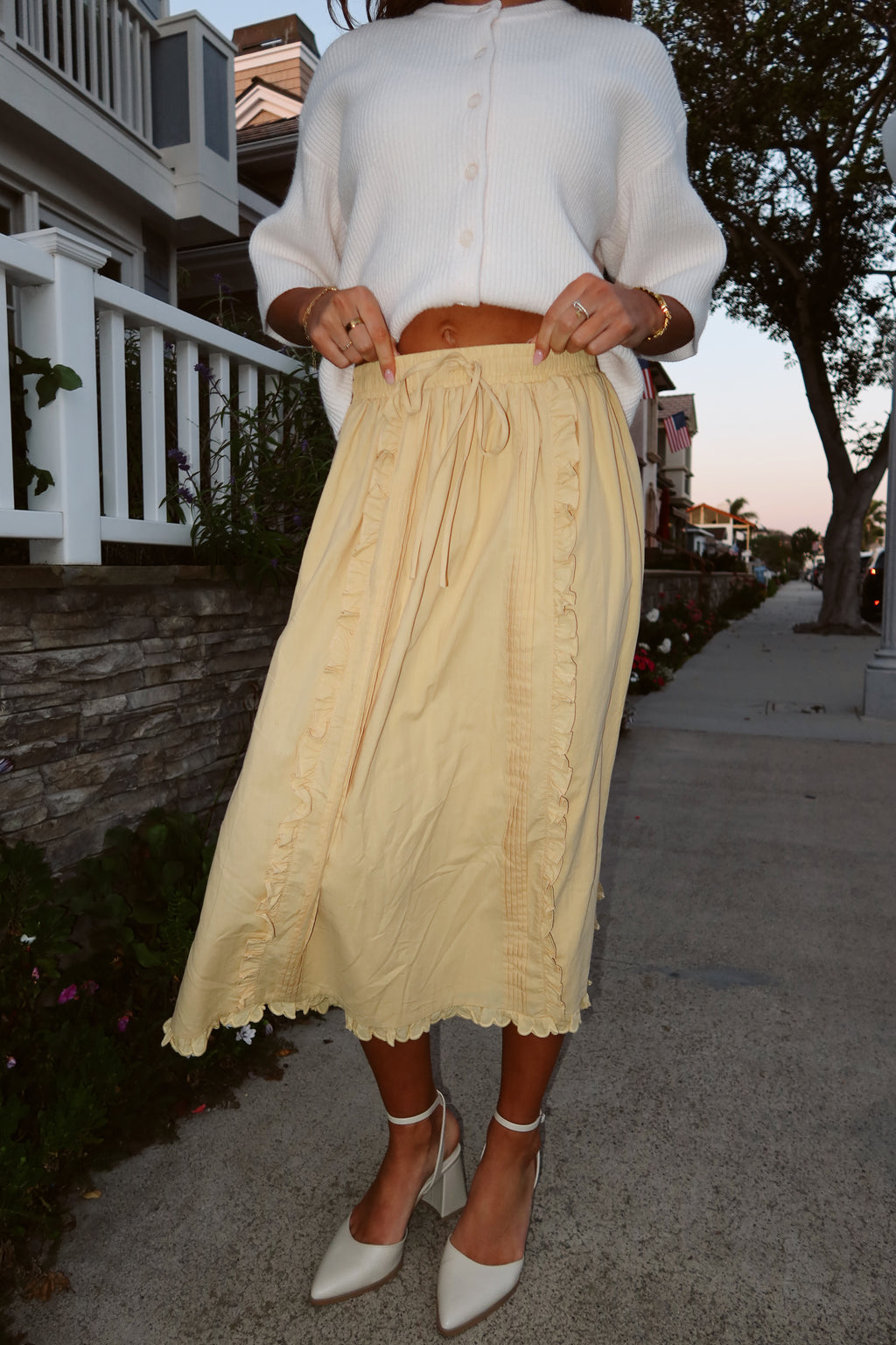 Hattie Cotton Apron Skirt in Honey