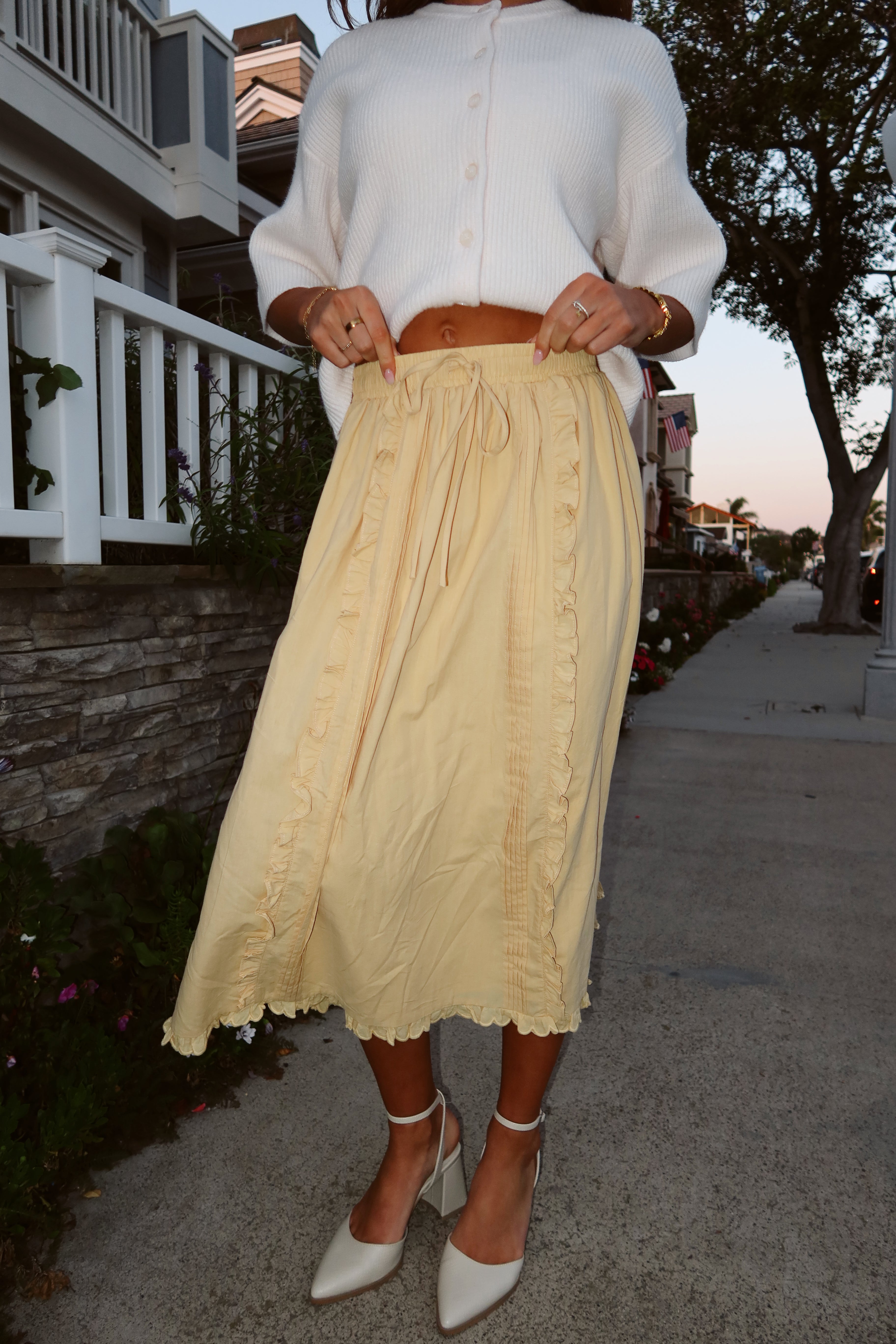 Hattie Cotton Apron Skirt in Honey