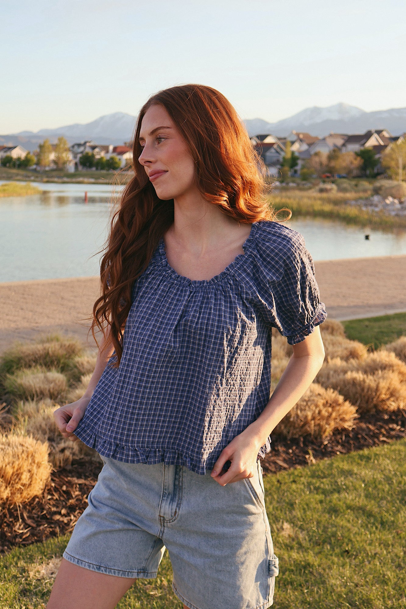 Bonnie Seersucker Plaid Blouse