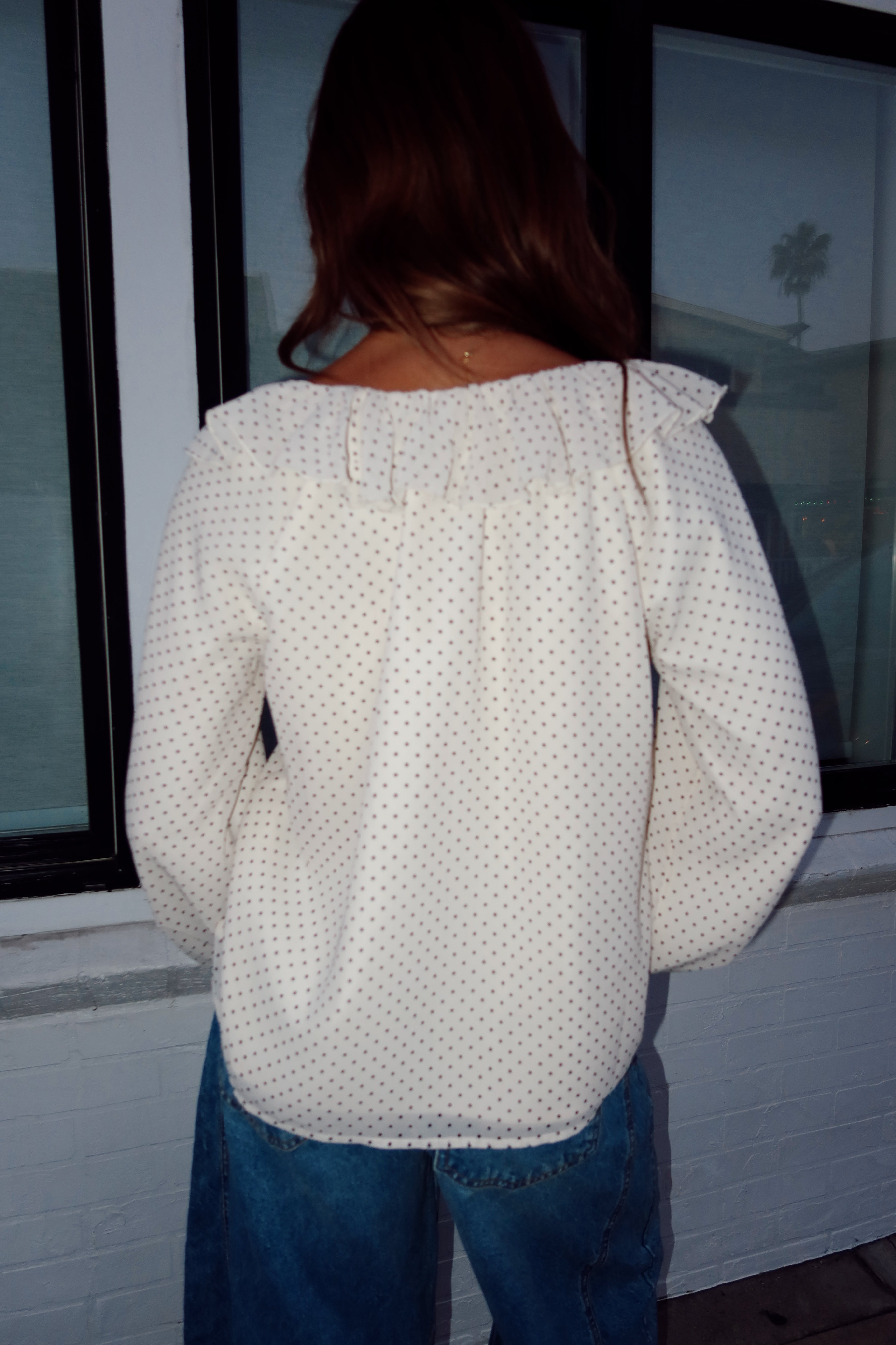 Cherie Polka Dot Ruffle Top