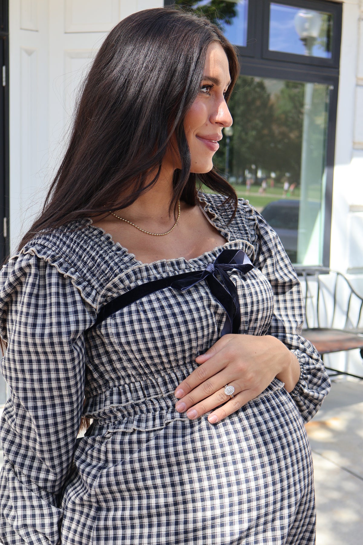 Plaid Dress in Navy