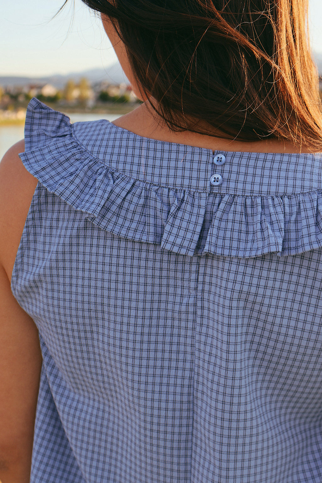 Gwen Checkered Tank in Blue
