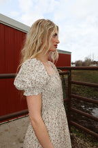 The Brigitte Floral Ivory Midi