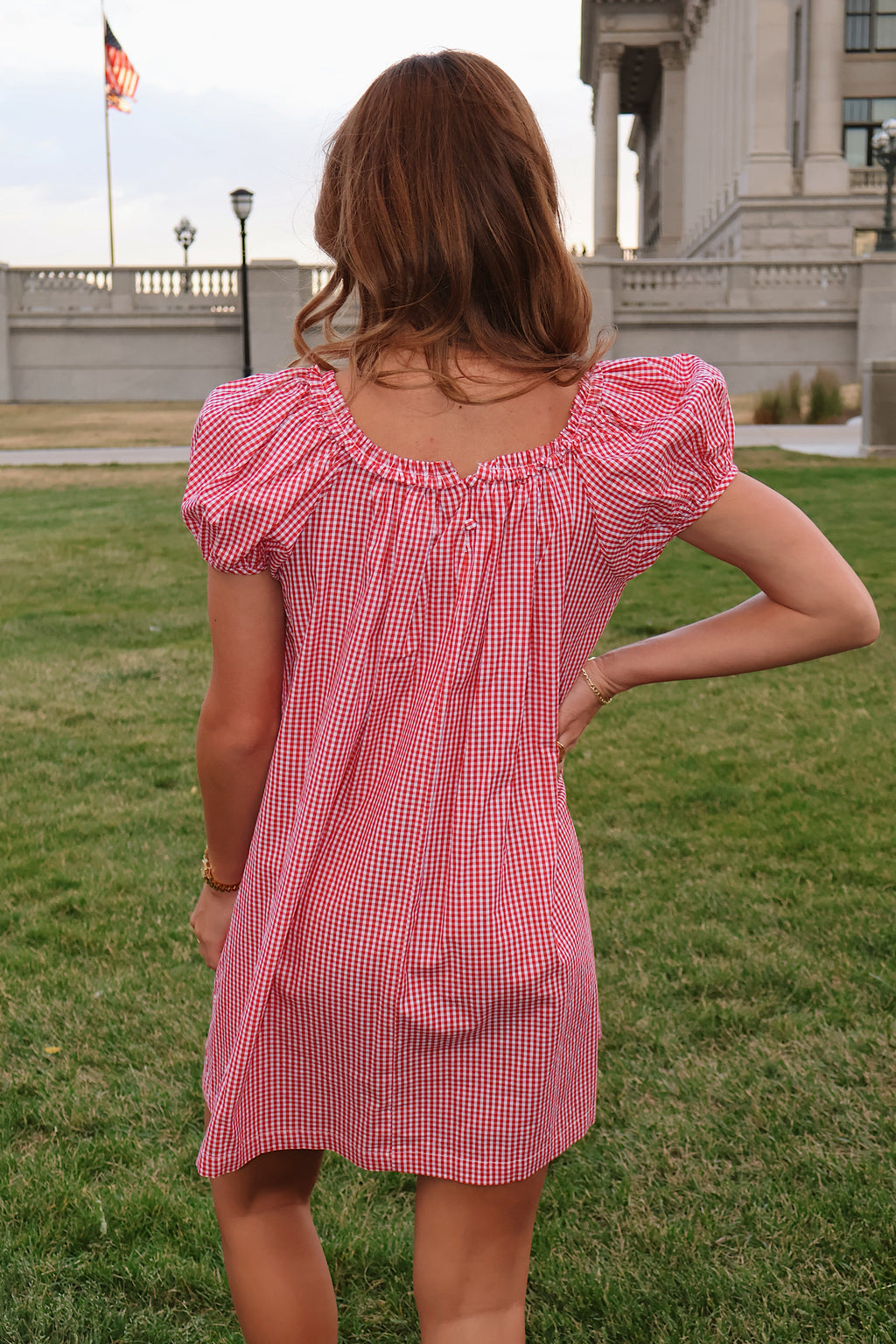Teddy Gingham Ruffle Dress