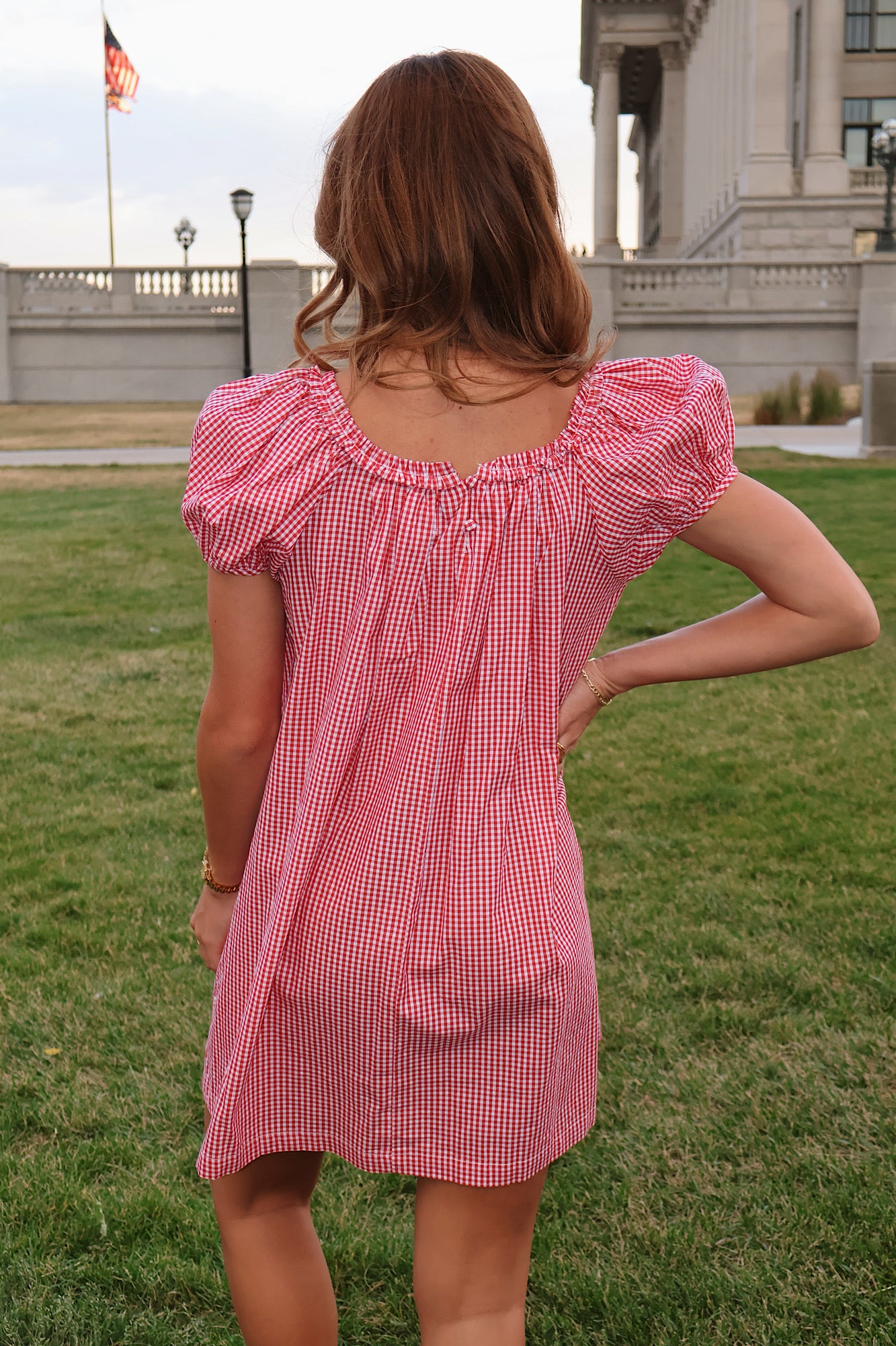 Teddy Gingham Ruffle Dress