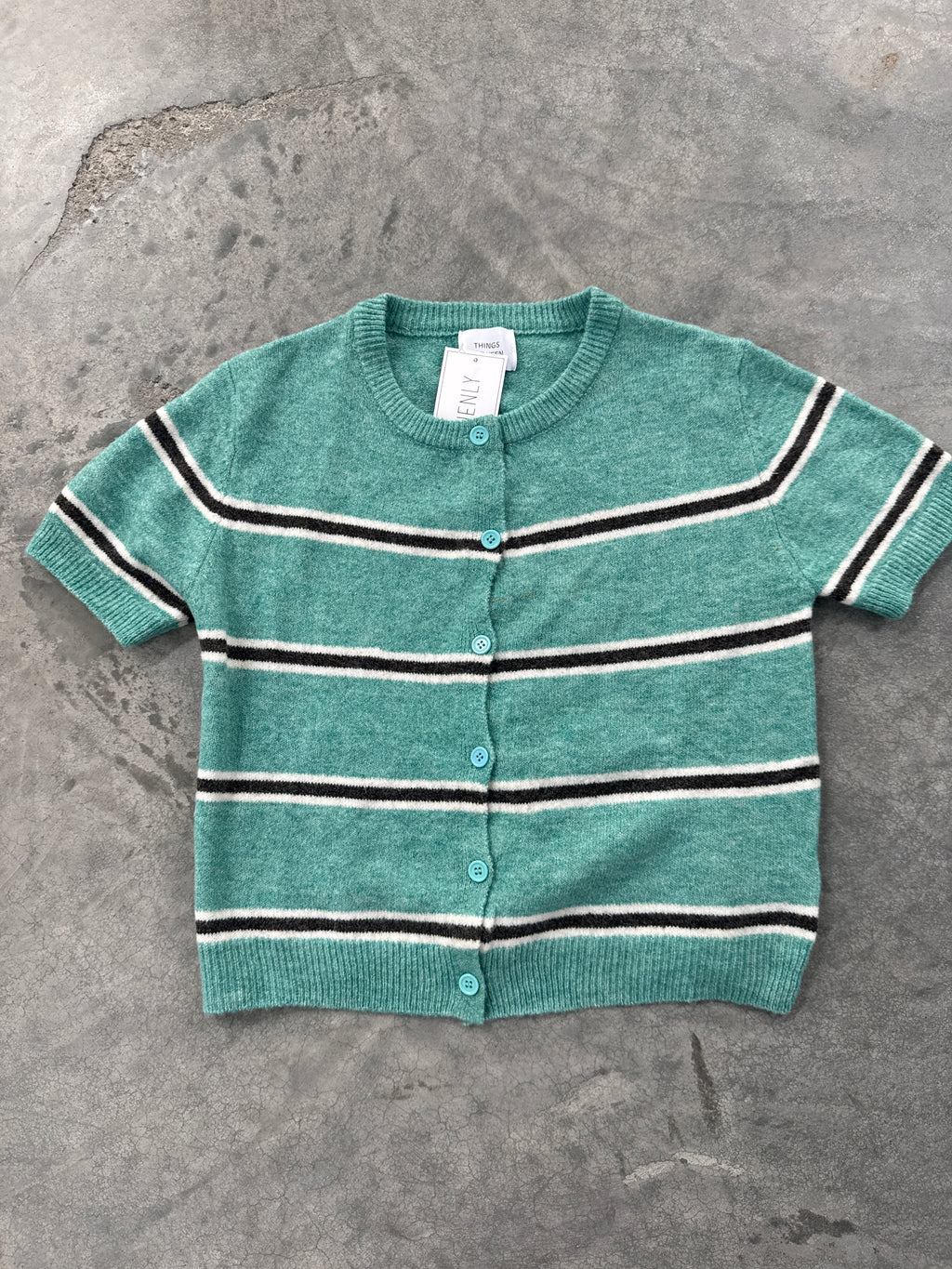 FINAL SALE - FLAWED Avery Stripe Cardigan in Green - Medium