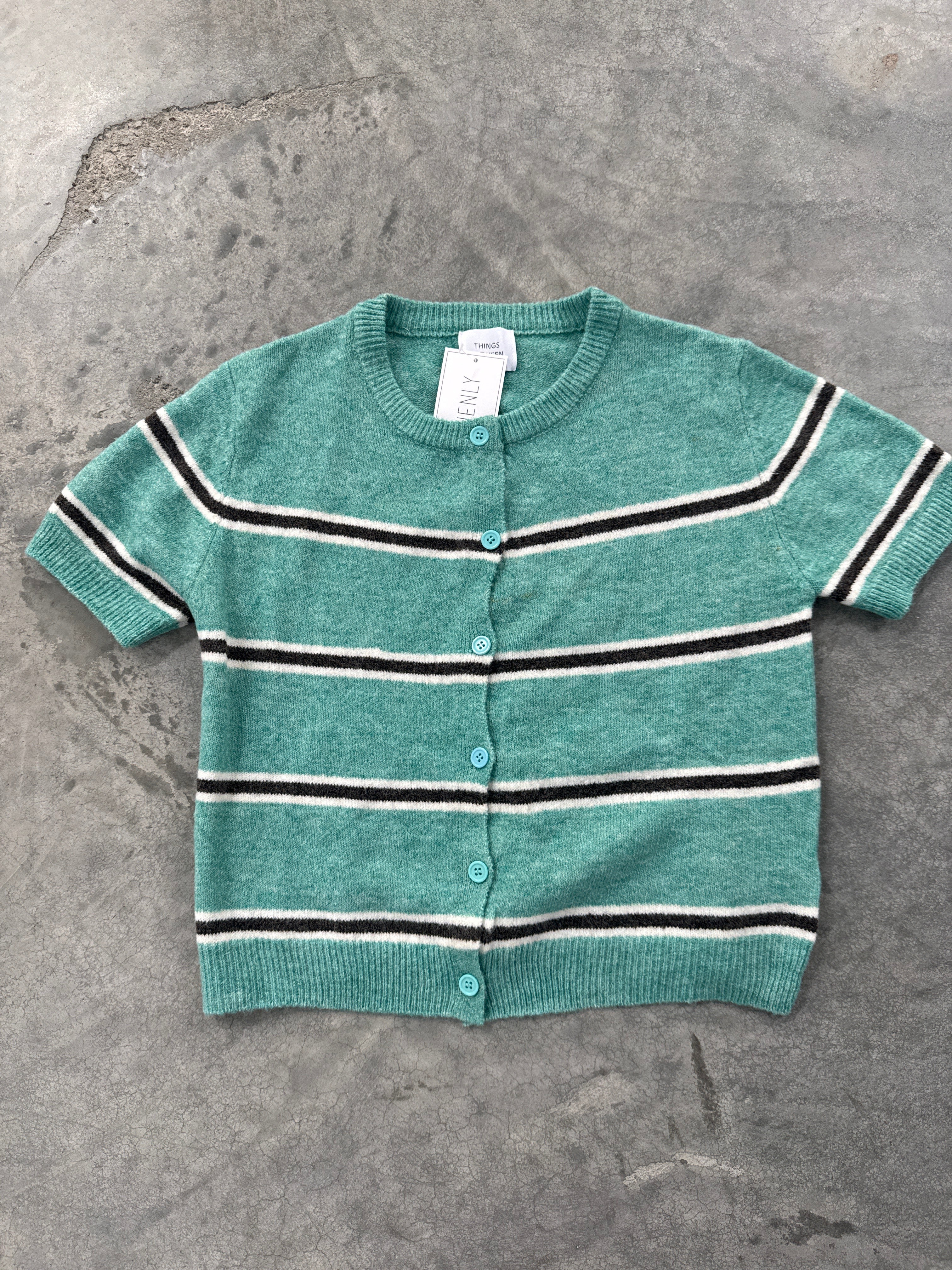 FINAL SALE - FLAWED Avery Stripe Cardigan in Green - Medium
