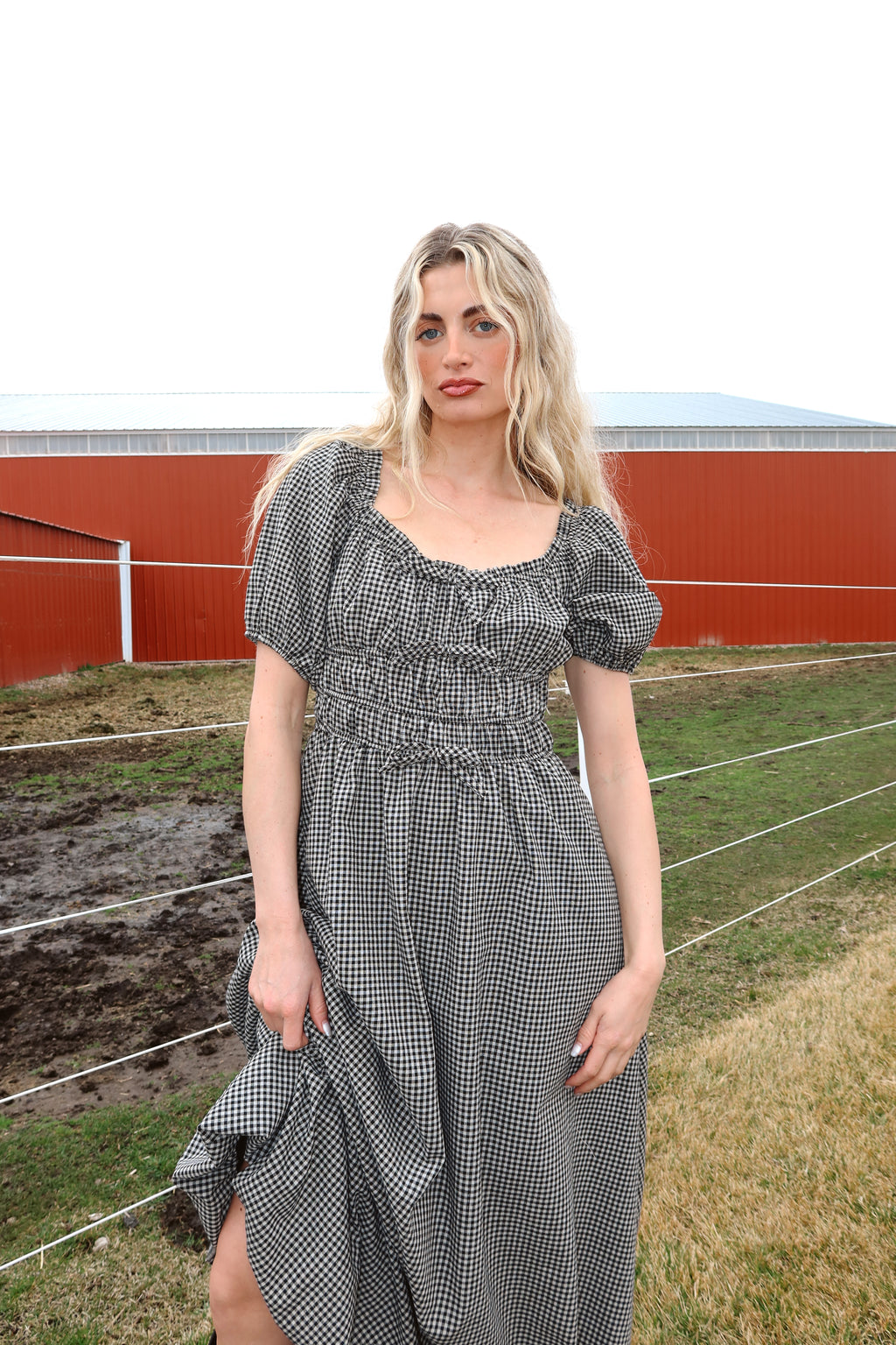 Blackberry Gingham Maxi